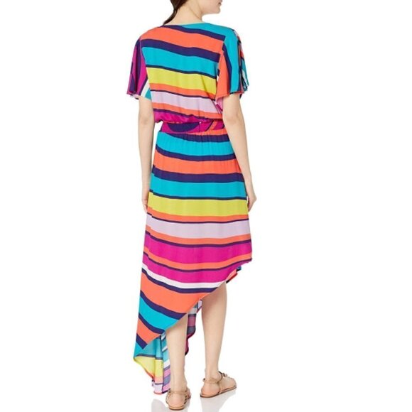 Trina Turk "Catch-A-Wave" Striped Swimsuit Cover-Up Dress, Multicolor - Picture 2 of 2